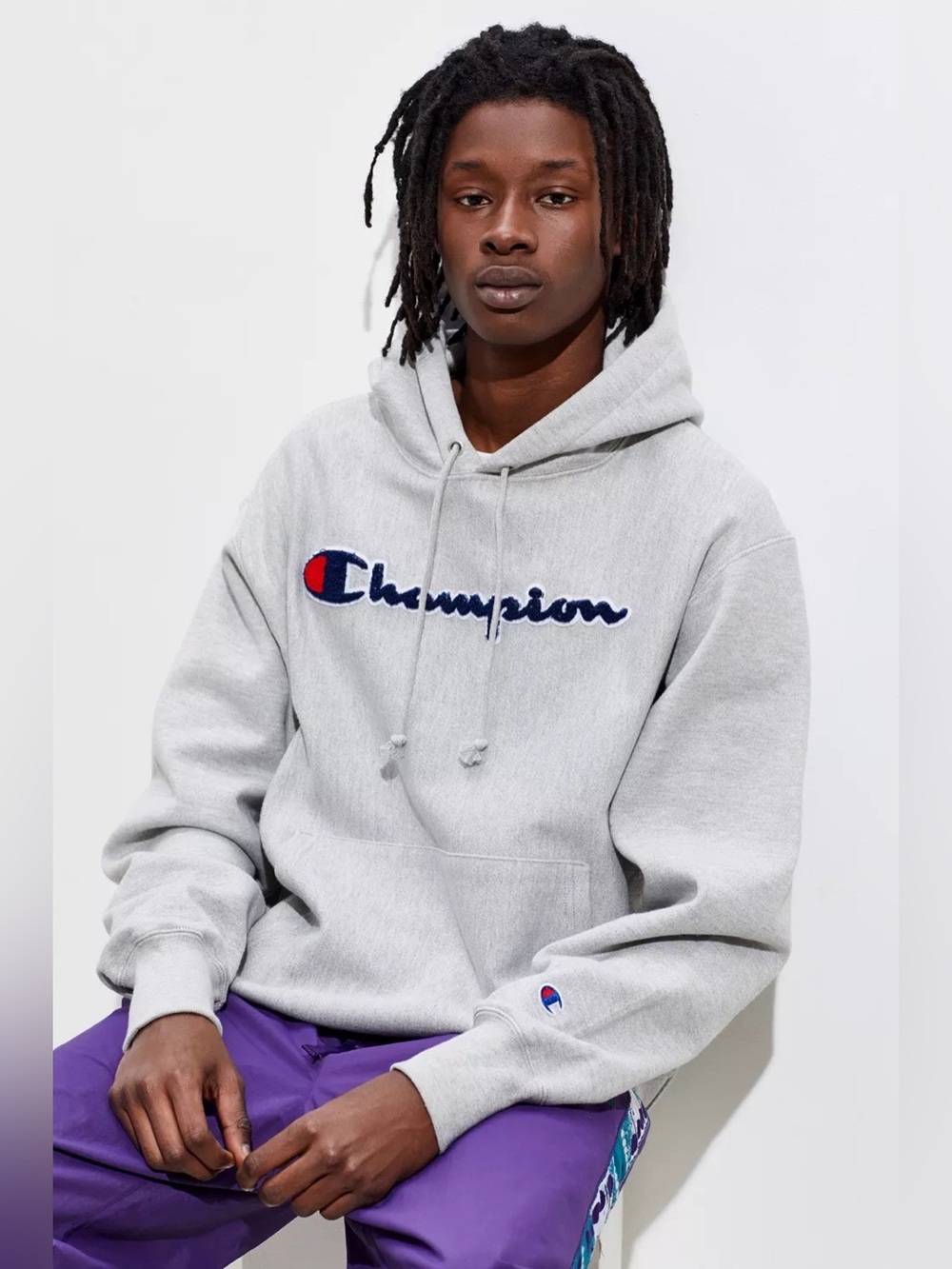 Urban Outfitters Champion Reverse Weave Chenille Embroidered Logo Hoodie